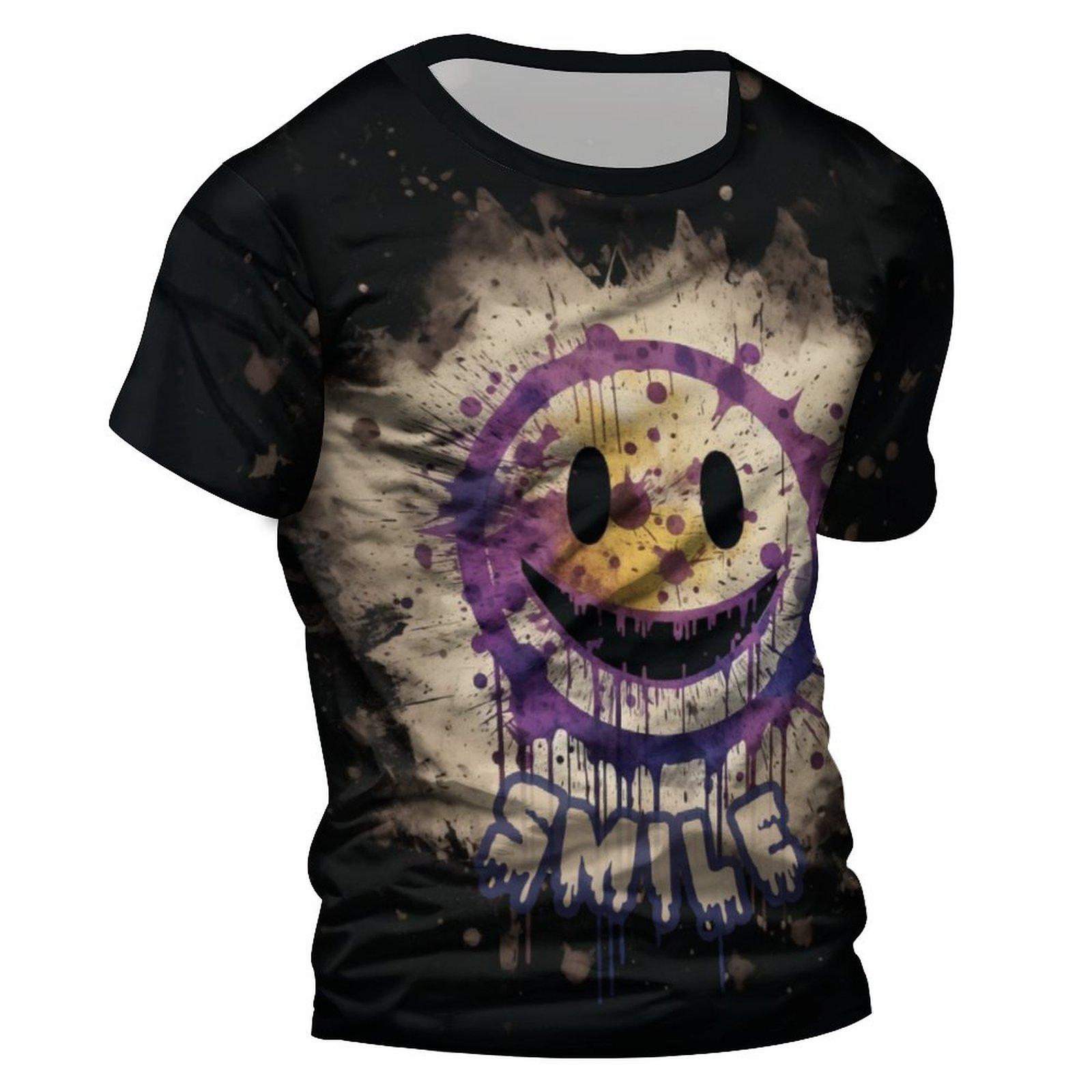 

Просто улыбнись !!! 3D красочный с рисунком новый хит продаж короткий рукав мужская футболка ночной клуб мода XS