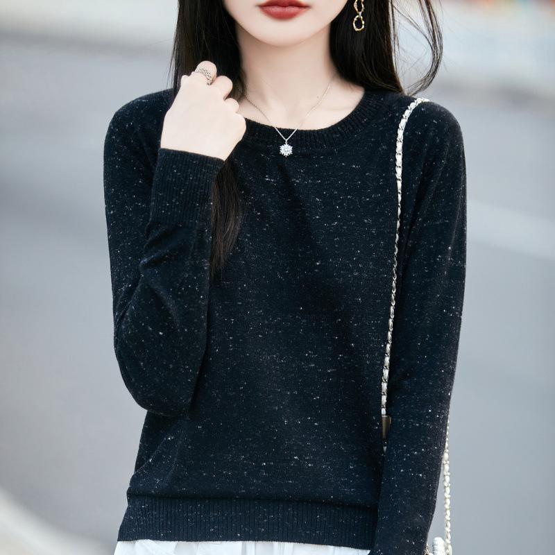 New Autumn and Winter Round-neck Knitted Sweater Base Layer, Women's Sweater Long-sleeved Loose Inner Layer Top