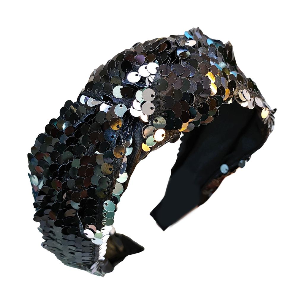 Knotted Headband for Women Fashion Sequined Hairhoop High Skull Turban Hairband Vintage Glittering Hairhoop Daily Use