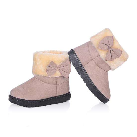 

Милые однотонные зимние теплые зимние ботильоны с бантом для девочек, туфли без шнуровки на плоской подошве 25 серый