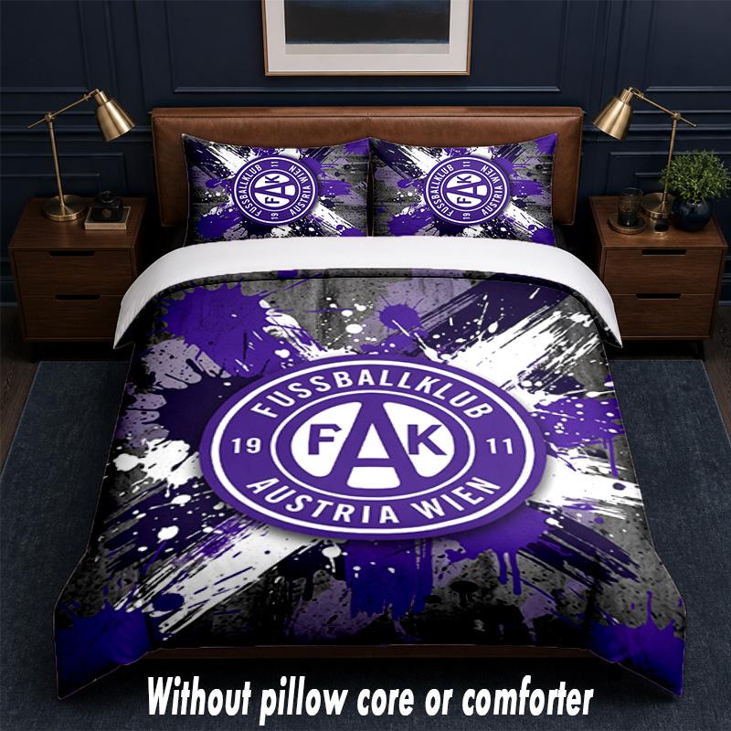 Austria Wien FC Design Bett Bettwäsche Set 1 Bettbezug + 2 Kissenbezüge Weich Atmungsaktiv Haushalt Bettwäsche