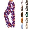 Damen Halloween Print Hose mit elastischem Bund und Kordelzug für lässige Haus- und Nachtwäsche