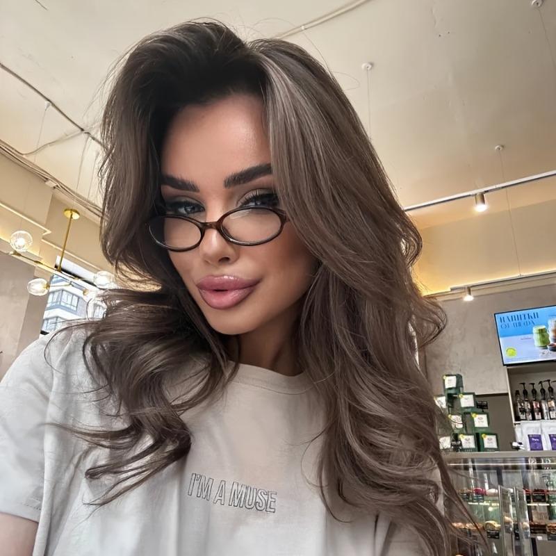 3PCS Ladies' Lightweight Oval Cute Korean Style Flat Lens Glasses Fashionable Flat Lens Glasses Suitable for Daily Wear