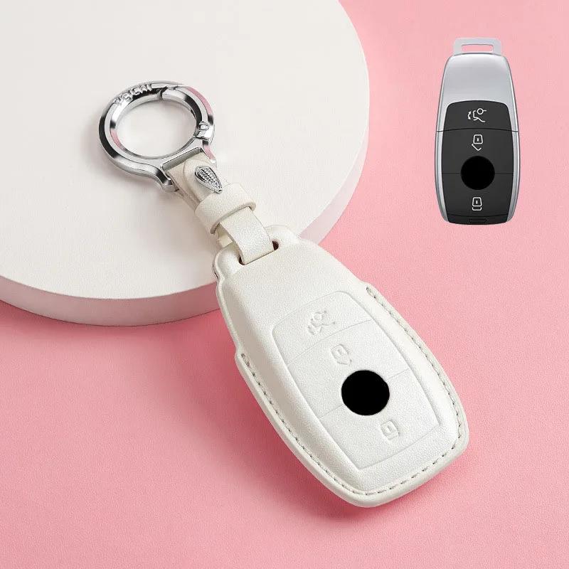 

For Mercedes Benz A C E S G Class Pink Leather W177 W205 W213 X167 W222 CLA GLE GLB GLS AMG Smart Remote Car Key Case Cover Fob