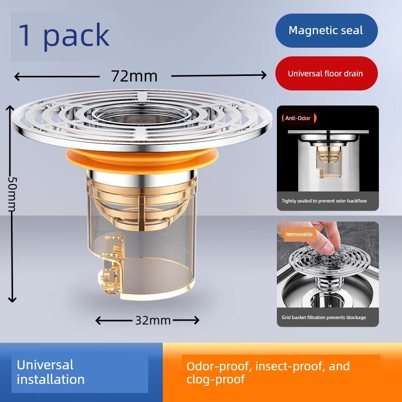 Universal Anti-Odor Core Cover for Floor Drains, German Quality Anti-Return Odor Seal for Sewer and Bathroom, Insect Prevention