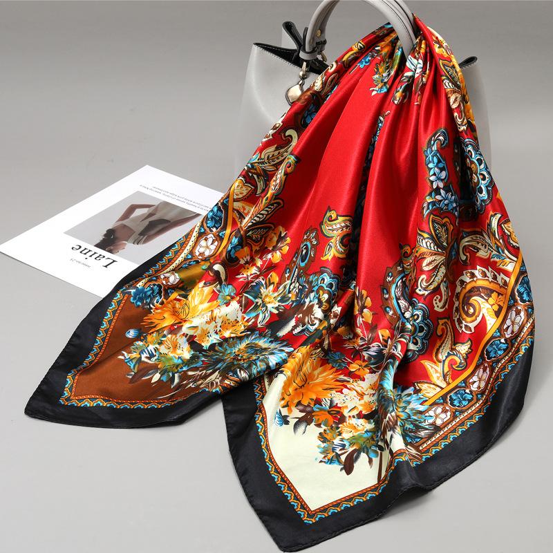 90 Square Scarves, Silk Scarves, Women's New Spring and Summer High-end Sense Versatile, Thin Scarves, Shawls Outside