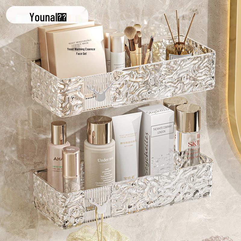 Punch-Free Wall-Mounted Bathroom Storage Box: Toilet Shelf for Towels and Cleanser.