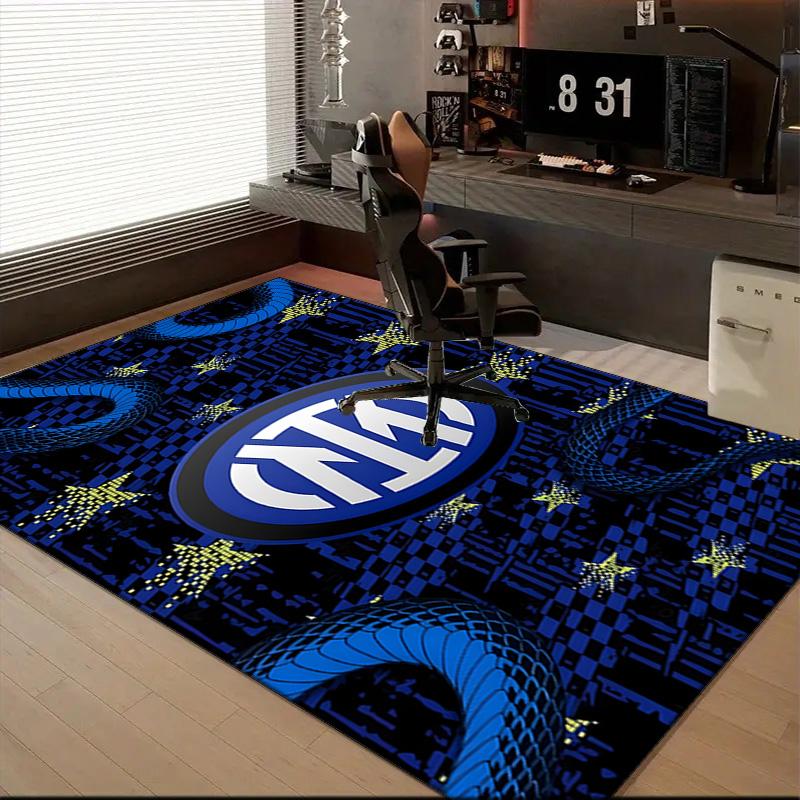 Inter FC Crest Printed Office Carpet Chair Cushion  Entryway Rug, Rugs for Living Room, Bedroom Christmas gifts