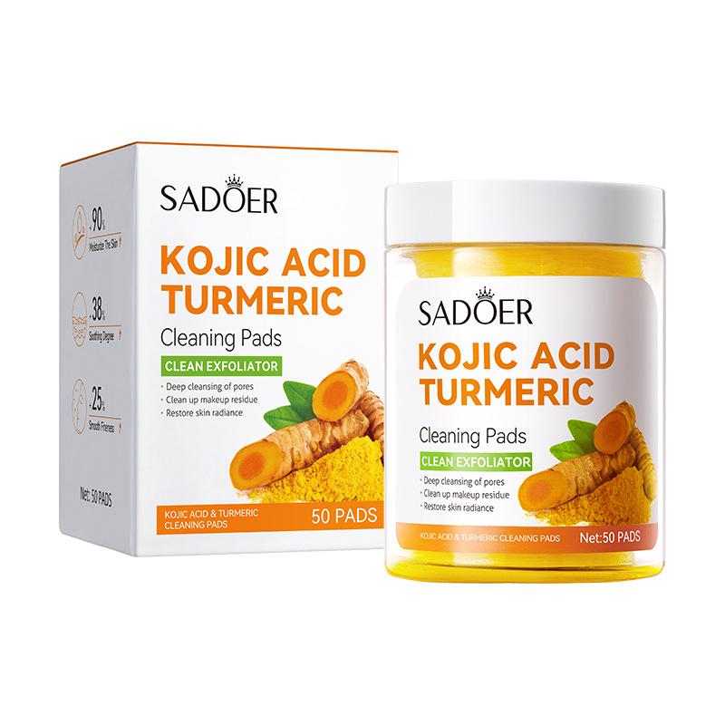 

Kojic Acid Turmeric Cleansing Pad 50 Tablets, Deep Cleansing Facial Cleansing Pad Skin Care Products 150ml (50 pieces)