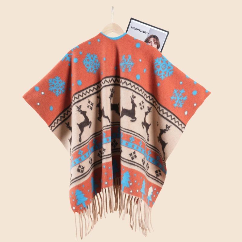 Autumn and winter double-sided thickened shawl with female Christmas series going out warm cape cape new