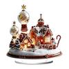 Festlicher Desktop-Schmuck für den Winter Weihnachten Acryl-Ornament, 2D Flaches verschneites Häuschen mit Sockel, Saisonal Detaillierter Druck Nikolaus Schneemann Tisch
