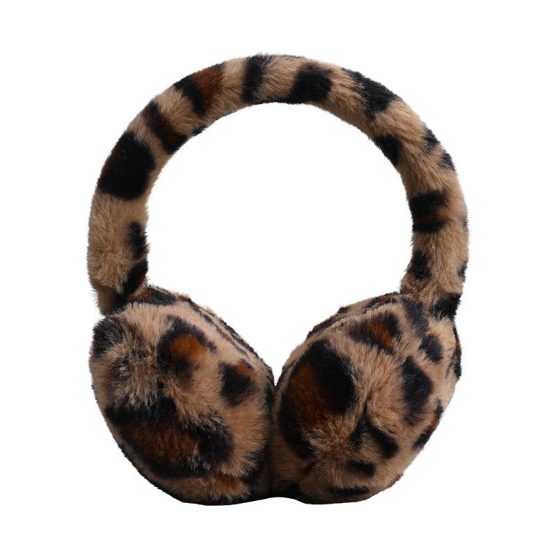 1PC Leopard Print Soft Plush Ear Warmers Winter Warm Earmuffs Fashion Earmuffs Outdoor Cold Folding Earmuffs