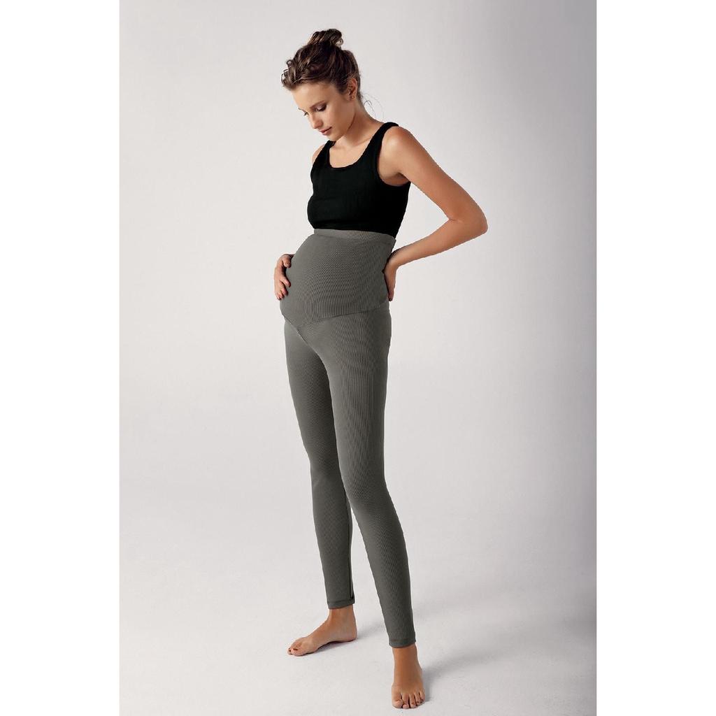 Ribbed Adjustable High Waist Flexible Maternity Tights F03