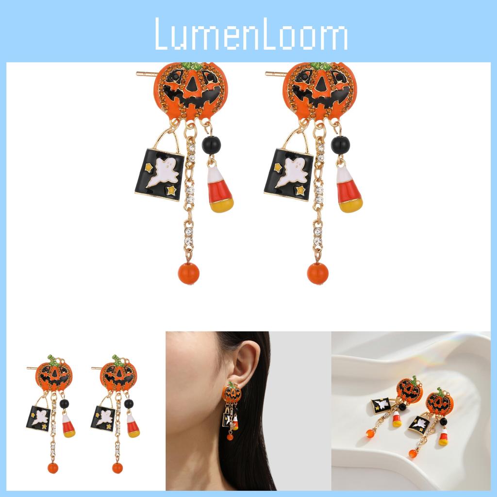 Pumpkin Stunning Halloween Ghost Earrings With Elegant Tassels And Sparkling Zircon For Women