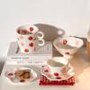 Hand-squeezed Coffee Cup Saucer Creative Hand-painted Afternoon Tea Set with Saucer Girl Style Flower Tea Cup