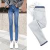 Pantaloni jeans caldi per vestiti da donna Inverno Blu Azzurro Solido pile skinny Pantaloni a matita spessa con pantaloni in denim di velluto