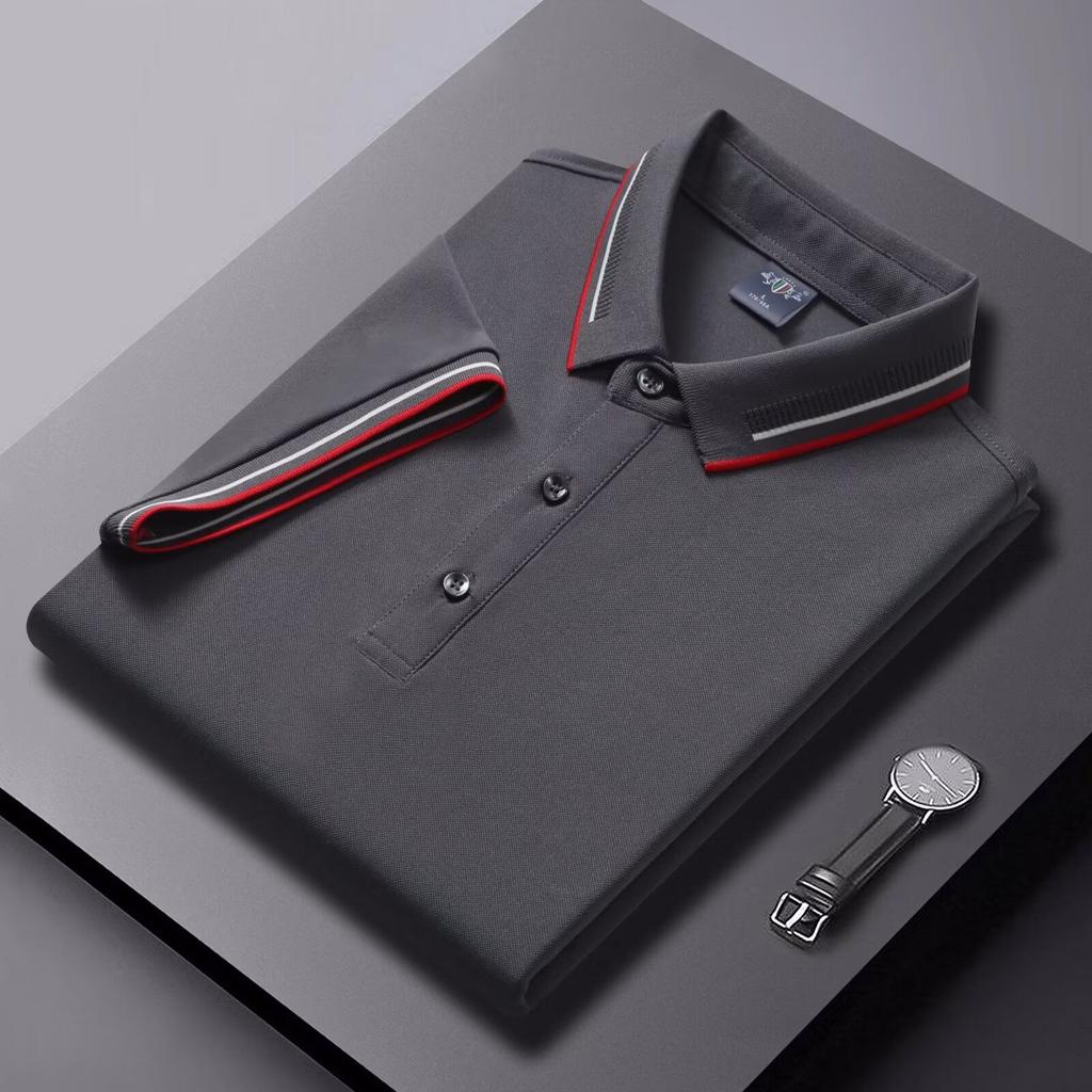 Men's POLO T-shirt Short sleeve shirt 5XL high stretch ice silk summer business casual non-ironing solid color anti-wrinkle