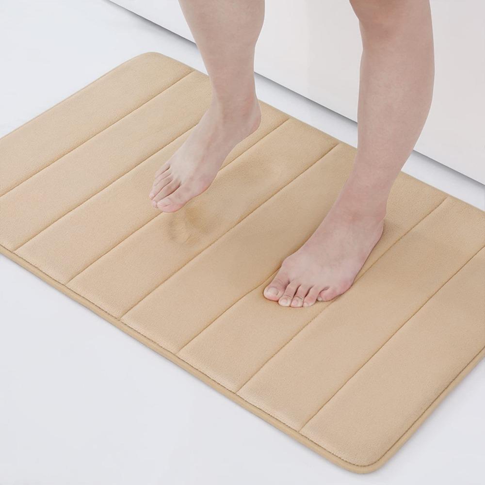 Strip Sponge Flannel  Bathroom Cashmere Thickening Mat Bath Non-slip Carpets In Wash Basin Bathtub  Floor Rug Shower Room Doormat Memory Foam 3D Pad