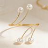 Pearl Metal Adjustable Punk Arm Bracelet - Light Luxury Geometric Design
