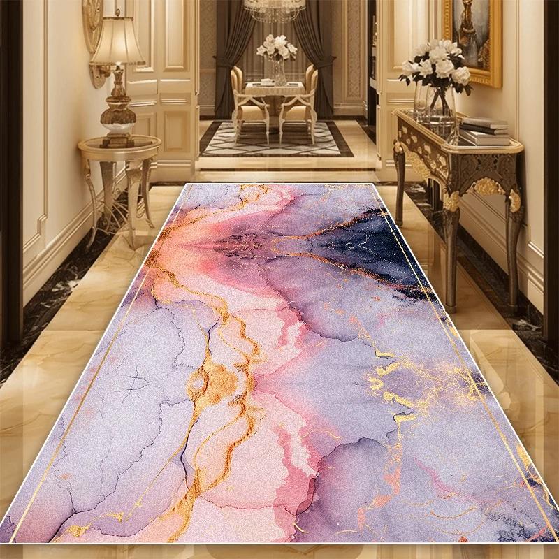 Luxury Marble Decoration Long Corridor Carpet Living Room Runner Rug Hotel Party Aisle Floor Mat Home Room Doorway Hallway Rugs