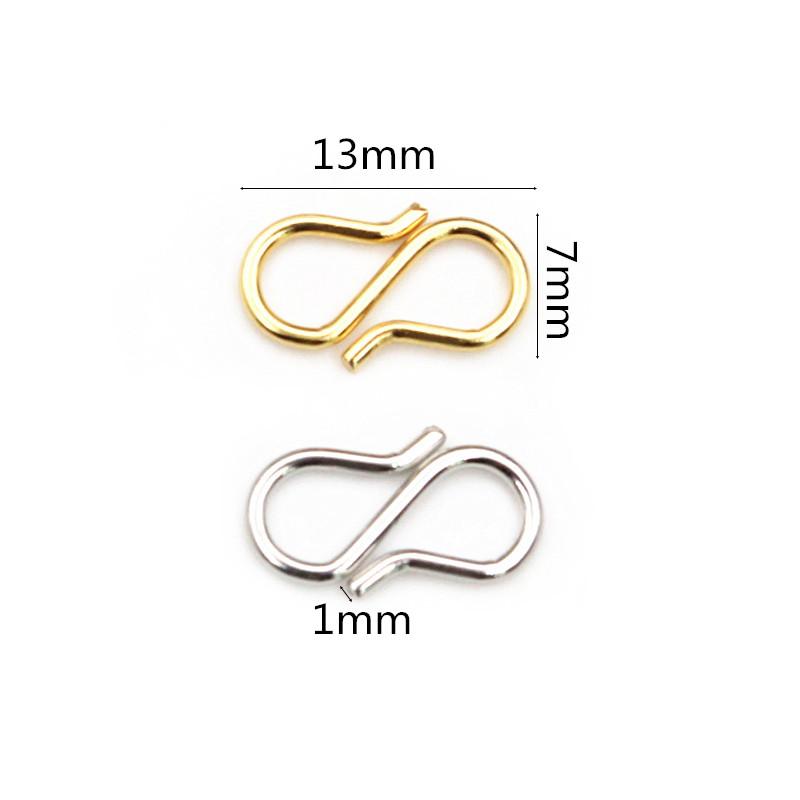 50Pcs Stainless Steel Gold Color S Shape End Clasps Hooks Chain Connectors For Bracelet Necklace DIY Jewelry Making Supplies