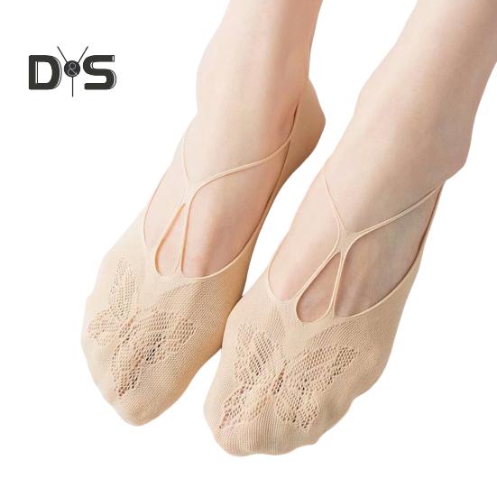 

Женские кружевные носки-невидимки с низким вырезом и невидимым носком, полуноски, летние носки для йоги с нескользящей пяткой бежевый