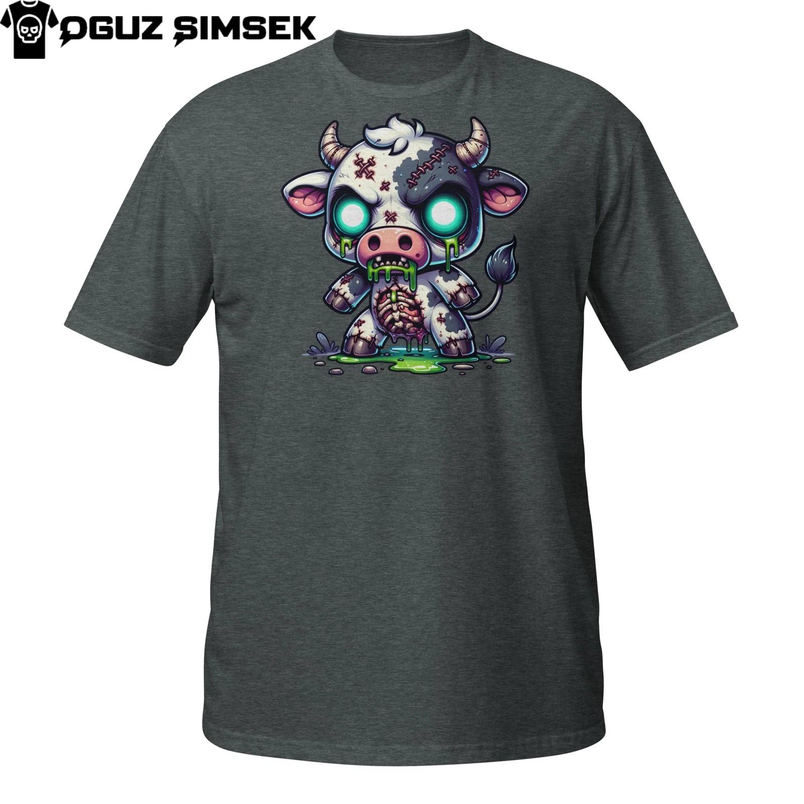 Zombie Cow Shirt – Undead Moo Monster With Green Slime Halloween T-Shirt Mens Womens Tees Top XL