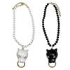 Elegant Collarbone Necklace Enamel Leopard Head Pendant Design Retro Pearls Charm Fashion Neckchain Accessory