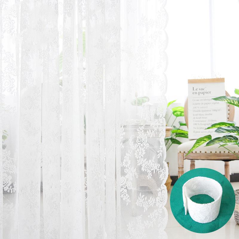 Пасторальные Белые Тюлевые Прозрачные Оконные Шторы Французские Кружевные Шторы Ткань Вуаль Шторы Дверные Шторы Дышащие Спальня Домашний Декор W75cm x H100cm&ROD POCKET белый