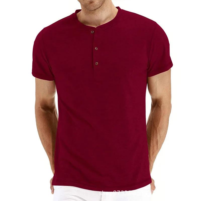 

Мужская мода повседневные футболки с застежкой спереди, с длинным/коротким рукавом XXL вино красного