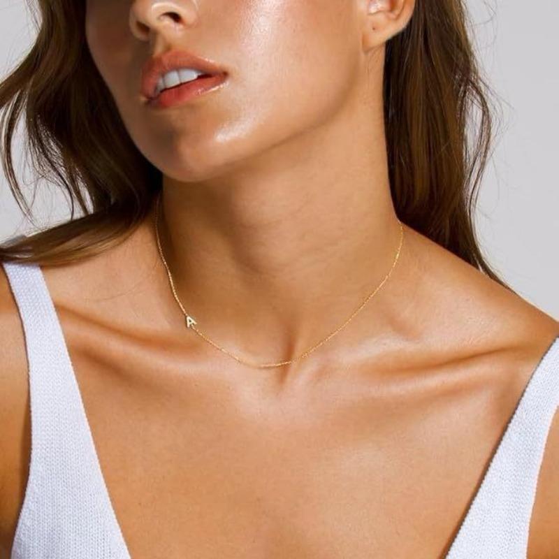 

Gold Plated Initial Letter A Minimalist Women Chain Necklace 1pcs золотой