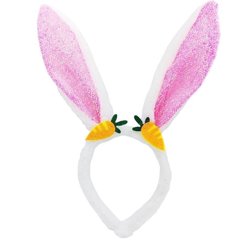 Neue Osterhasenohr-Haarbänder Plüsch-Hasenohren Karotten-Haarband Party Cosplay Kostüm Kopfschmuck Gesichtswasch-Haar-Accessoires Geschenk
