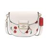 Morgan 20 Buckle Flap Closure Heart Cherry Print Cowhide Crossbody Bag Small Size Women's White