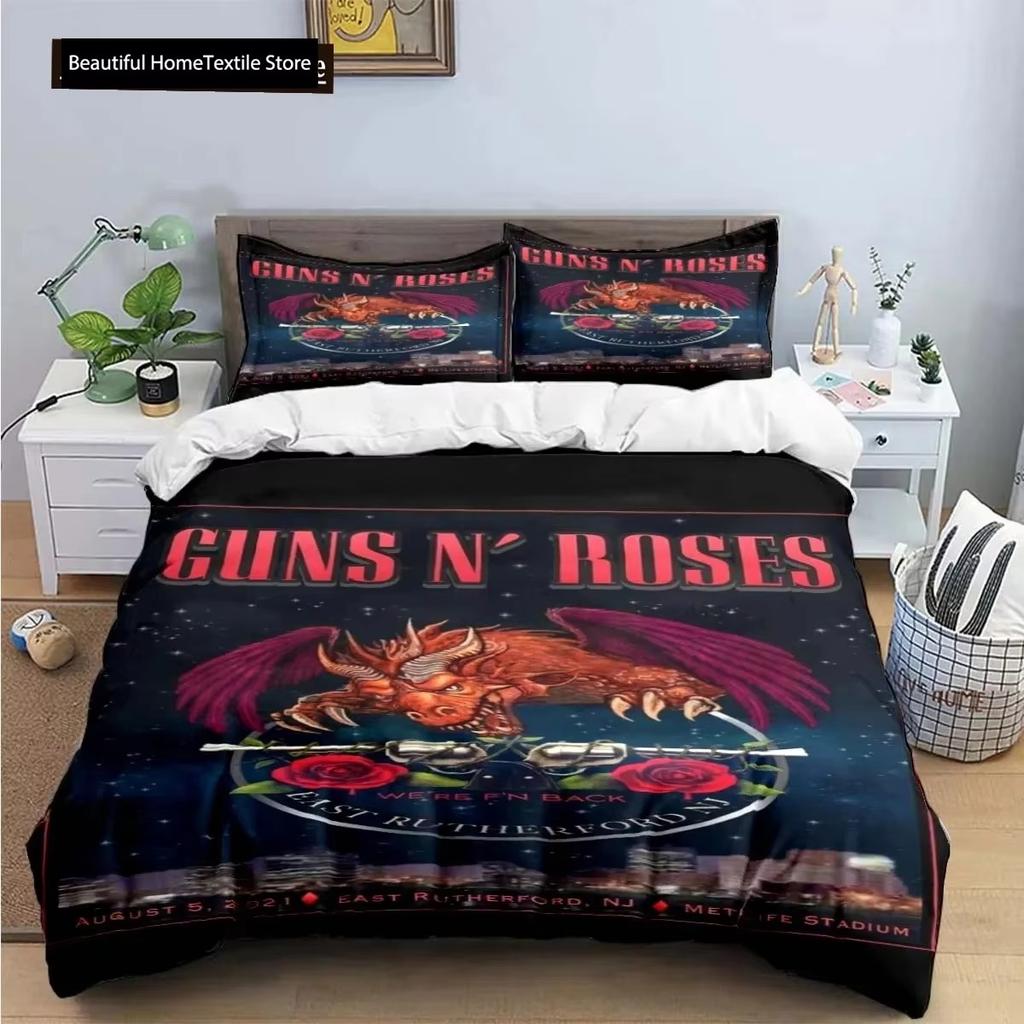 3D-tryck Guns N Roses GNR Band Retro Sängkläder Pojkar Flickor Twin Queen King Size Påslakan Örngott Säng Pojkar Vuxen