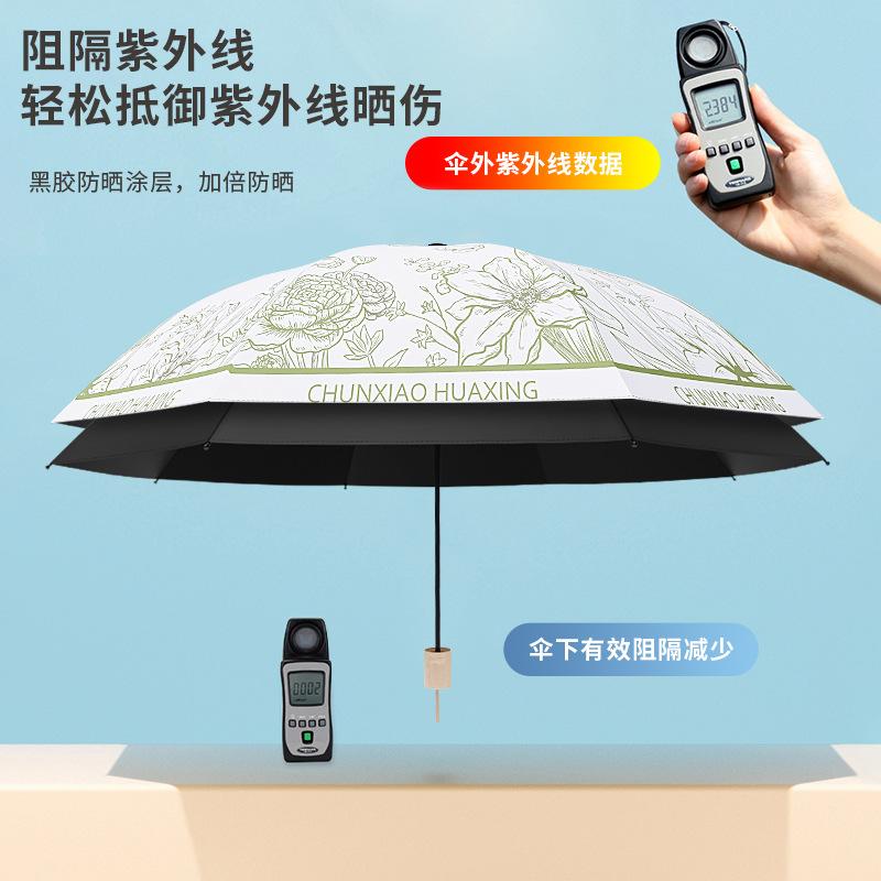 Sunscreen parasol vinyl manual folding umbrella women's advanced sense UV protection full version umbrella