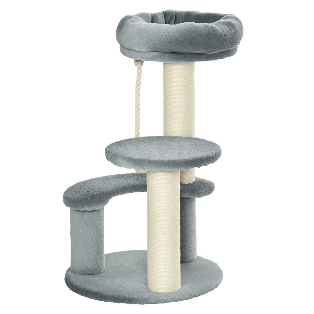 Cat Tree 65 cm Small Cat Tree with Cat Bed, Lounging Platform, Cat Scratching Post with Sisal Posts Cat Furniture for Cats up to 3.5 kg, Gray