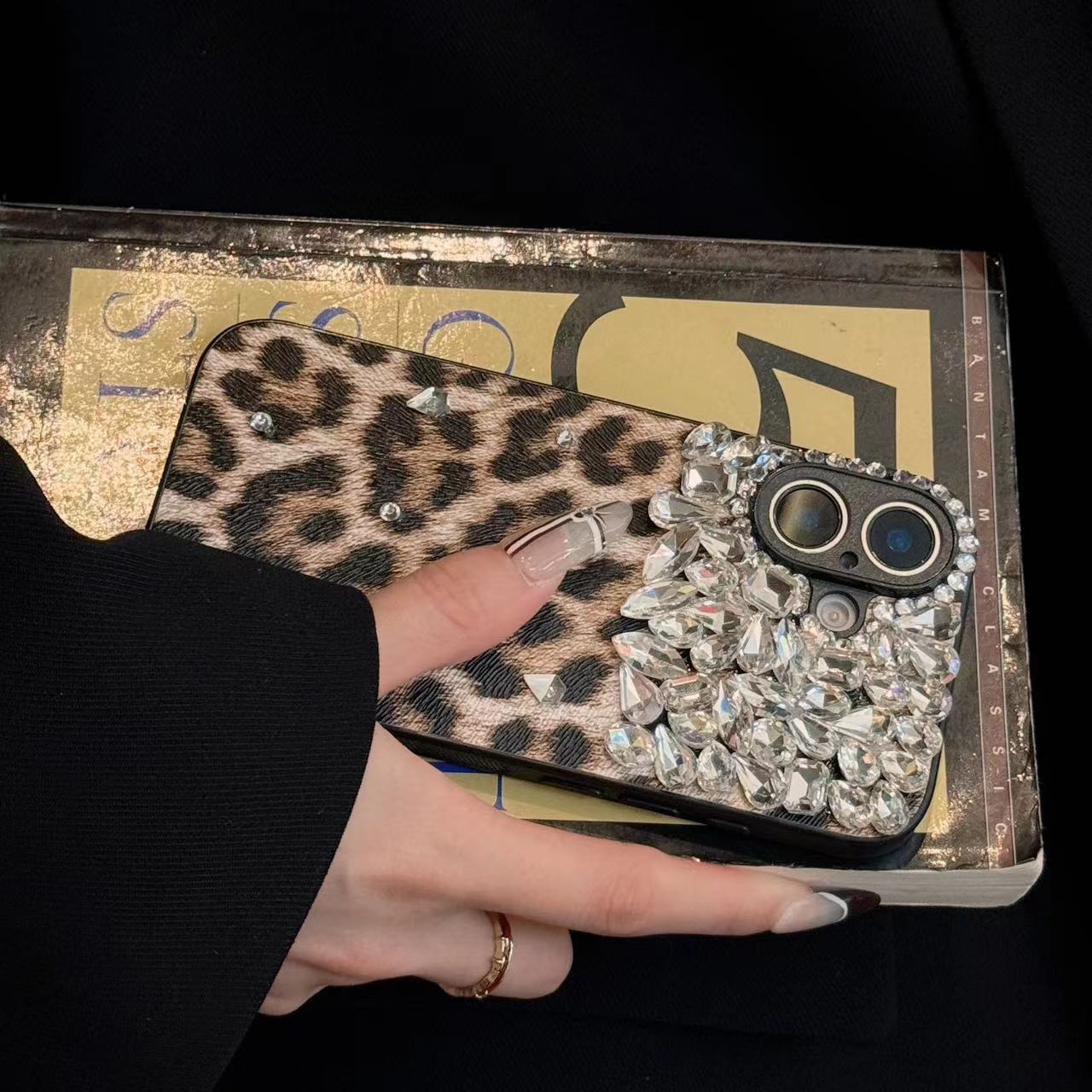 

Applicable To Apple 16 ProMax Mobile Phone Case IPhone 15 Leopard Print Rhinestone 14 Fashion Women 13 Full Cover Anti Fall 12PM iPhone 12promax