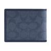 COACH Billfold Wallet 10 Signature Flip Closure Card Holder Coated Canvas Jacquard and Calf Leather Card Holder Regular Men's Dark Blue dark blue