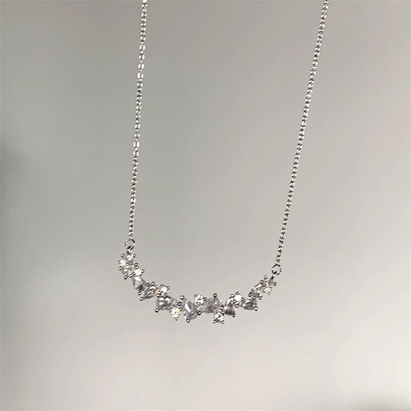 Wisteria Flower Full Diamond Titanium Steel Necklace Zircon Pendant Design High Sense Light Luxury Collarbone Chain Neck Chain Wholesale