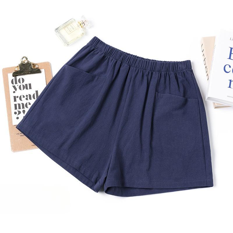 Cotton and Linen Short Pants for Women, Summer Large-sized Casual Thin Wide-leg Pants