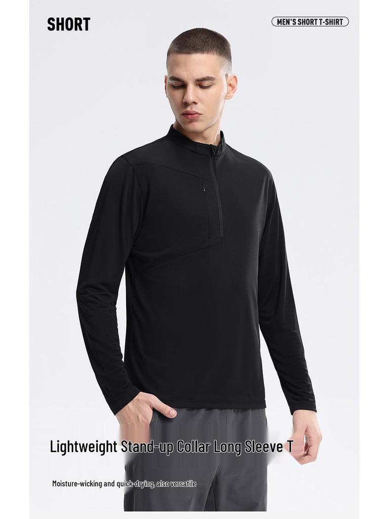 Di Jia Men's Half-Zip Quick-Dry Sports Top for Outdoor Training, Cycling, Running, and Fitness