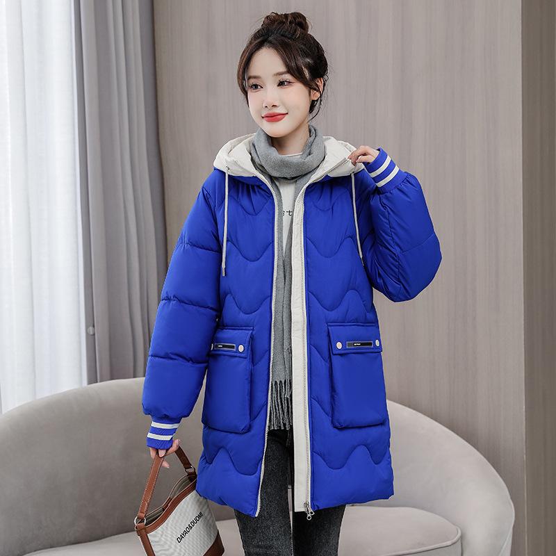 Women's Plus Size Hooded Cotton Jacket - Winter 2023, Mid-Length, Thickened, Loose Fit Outerwear