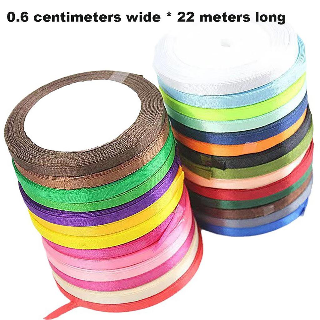 22meter/Roll 6mm  Silk Satin Ribbons for Crafts Bow Handmade DIY Gift Wrap Party Wedding Decorative