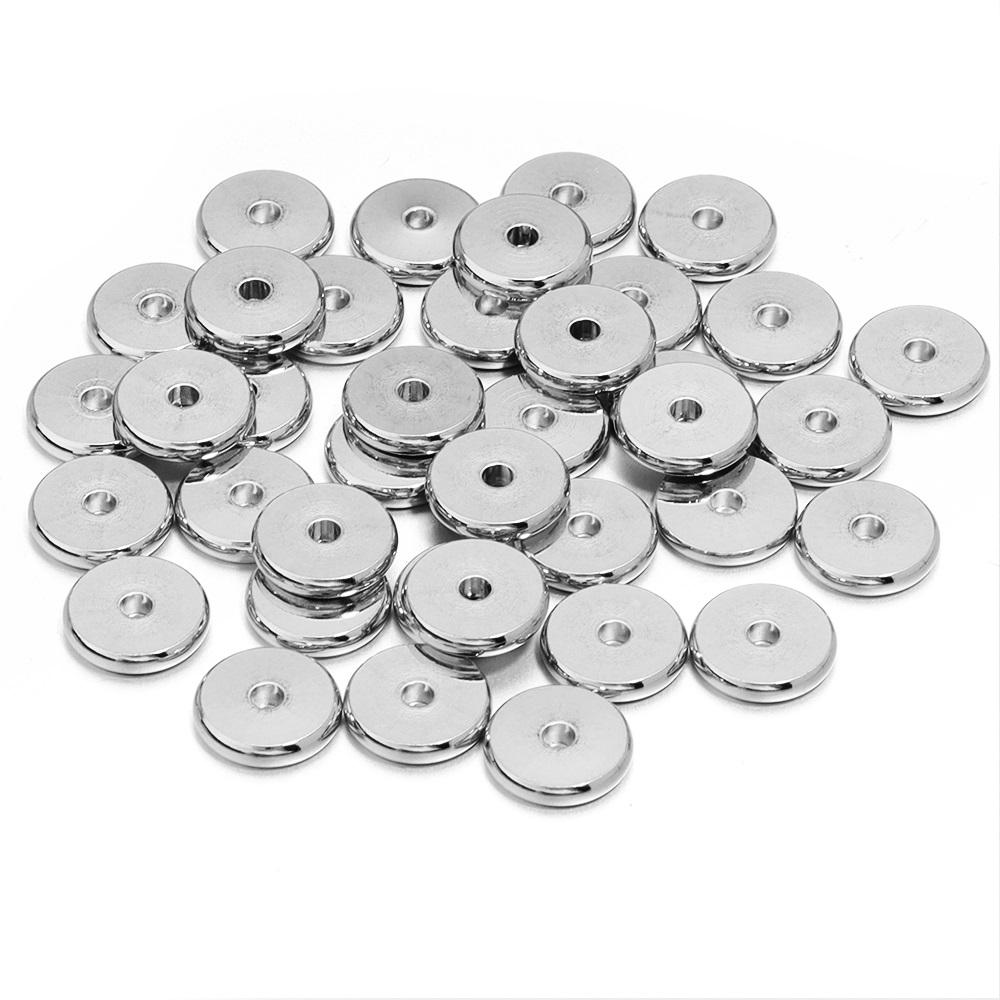 

20-50pcs Stainless Steel Beads Flat Round Metal Beads Loose Spacer Beads For Jewelry Making DIY Bracelet Necklace Accessories 4x2mm