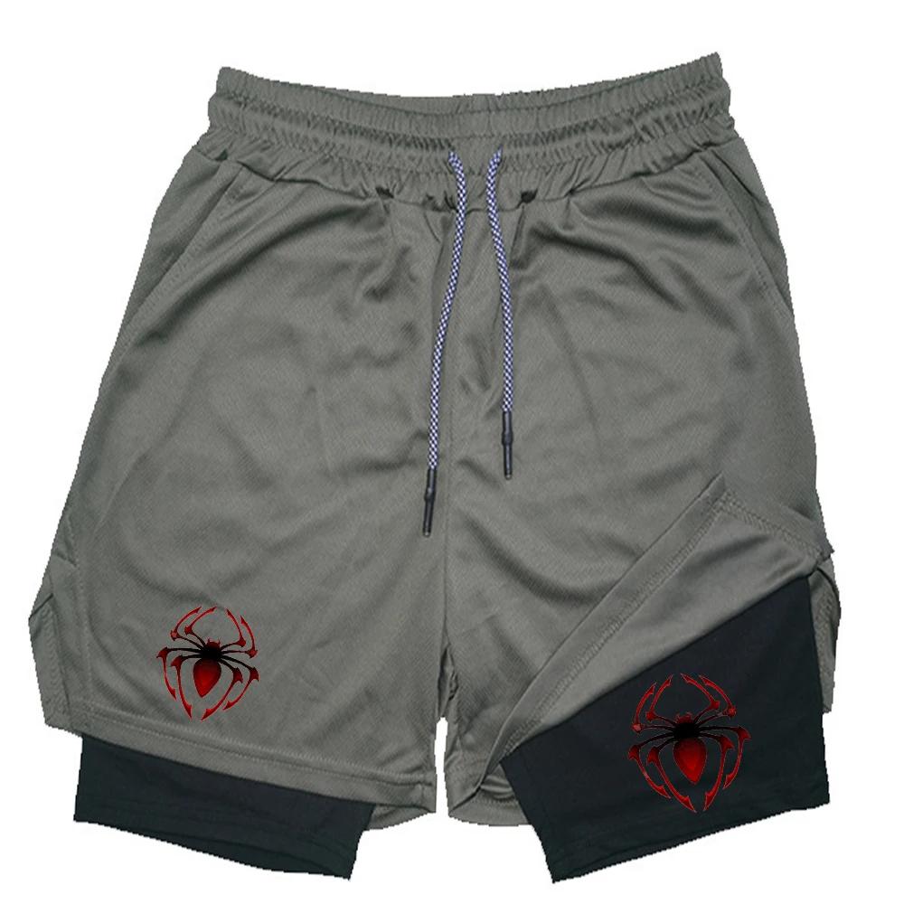 Muay Thai Kick Boxing MMA Shorts Spider Men Women Unisex Casual Sportswear Double Layer Quick Dry Breathable Training Sport Gym Fitness Workout
