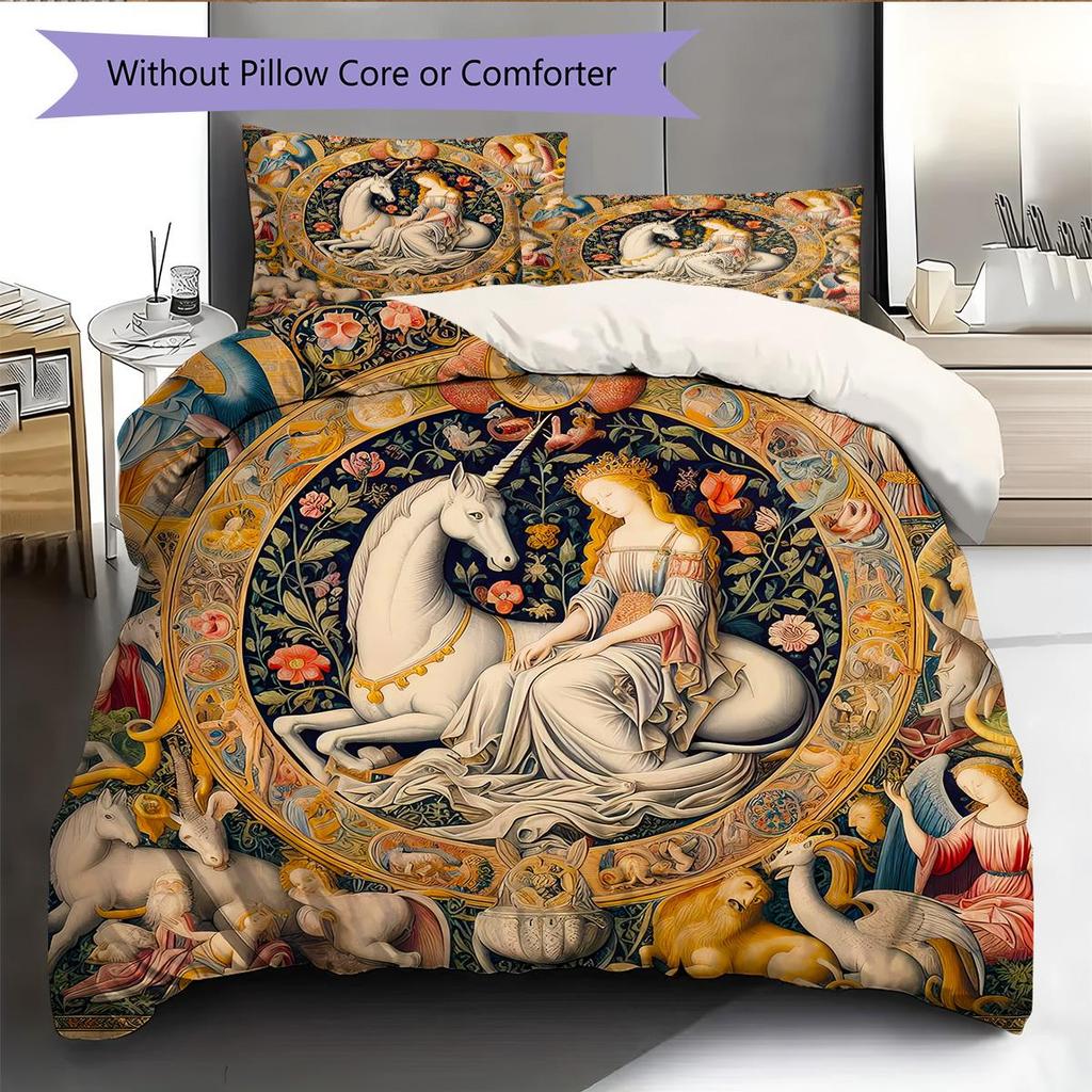 1PC Horse Bedding Quilt Set Quilt Cover Pillowcase Home Decoration Birthday Gift (1 * duvet cover + 2 * pillowcase, without core)