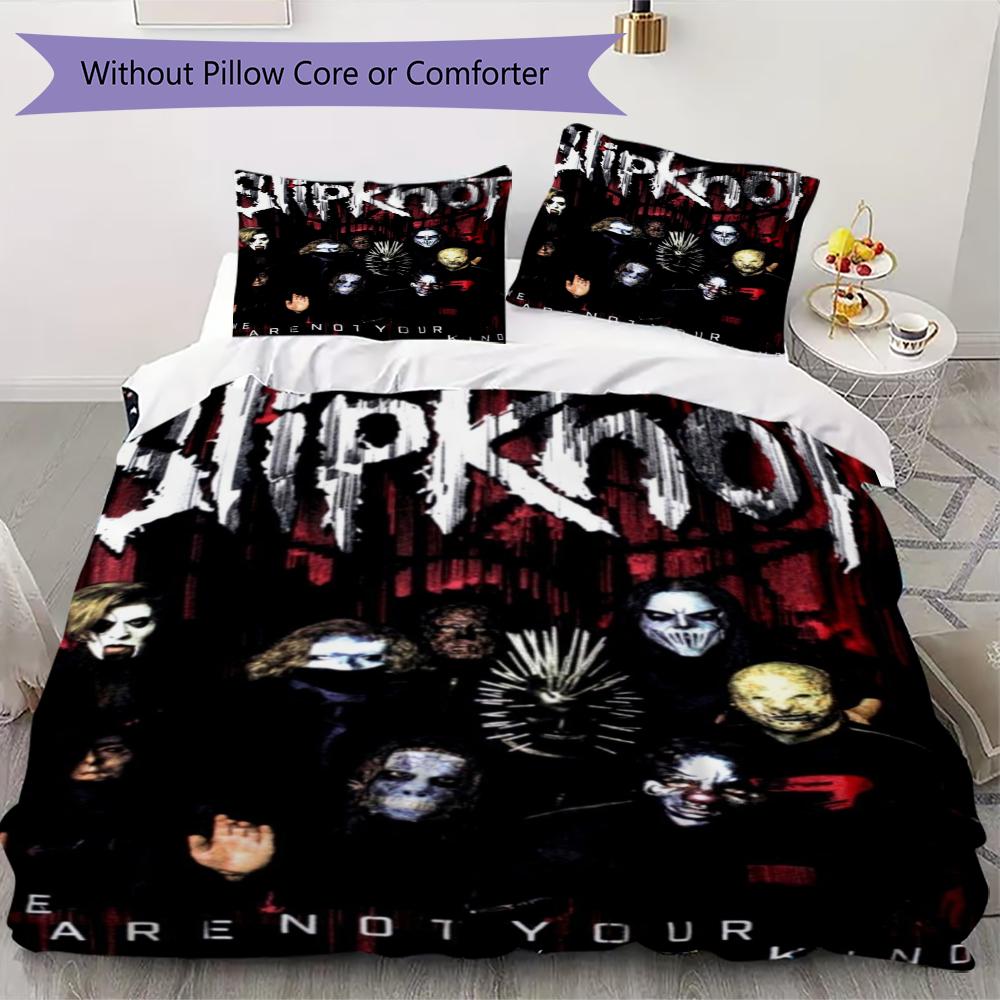 Slipknot Pattern Bedding,Quilt Set Quilt Cover Pillowcase Home Birthday Gift(1 * Duvet Cover + 2 * Pillowcase, Without Core)_lx
