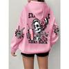 Popular Extended Hoodie with Long Sleeves Featuring a Skull And Letter Print, Casual Oversized Sweatshirt