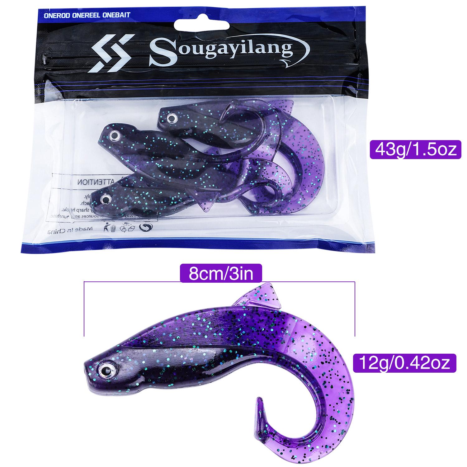 

Рыболовная приманка Sougayilang, приманка для окуня, 3 шт., приманки для ловли окуня в соленой воде, пресноводной форели 3 Pcs фиолетовый