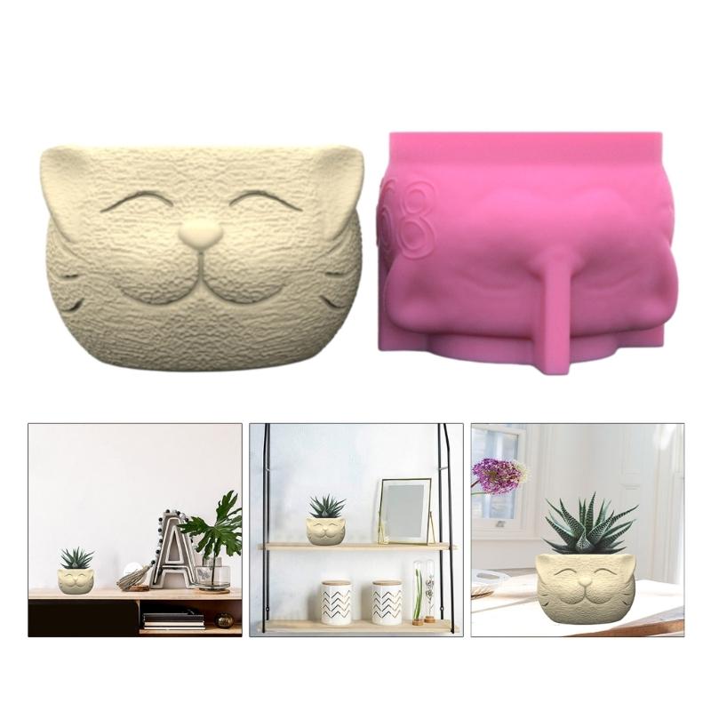 Urocza Silikonowa Forma Kota DIY Silikonowa Forma na Sukulenty i Kwiaty do Rękodzieła Unikalne Doniczki na Sukulenty Świeczniki